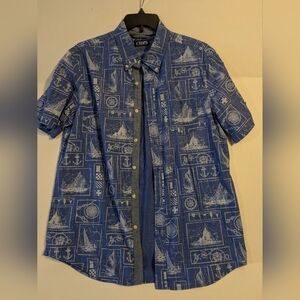 Chaps Men's short sleeve shirt like new. Blue sailboat, sailing size large